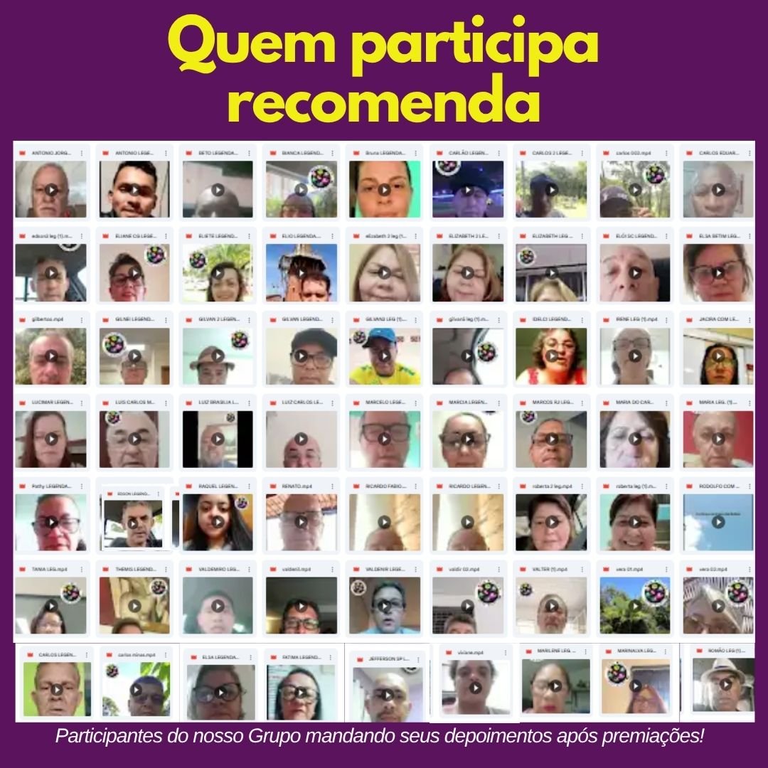 Painel com depoimentos de participantes do grupo após premiações